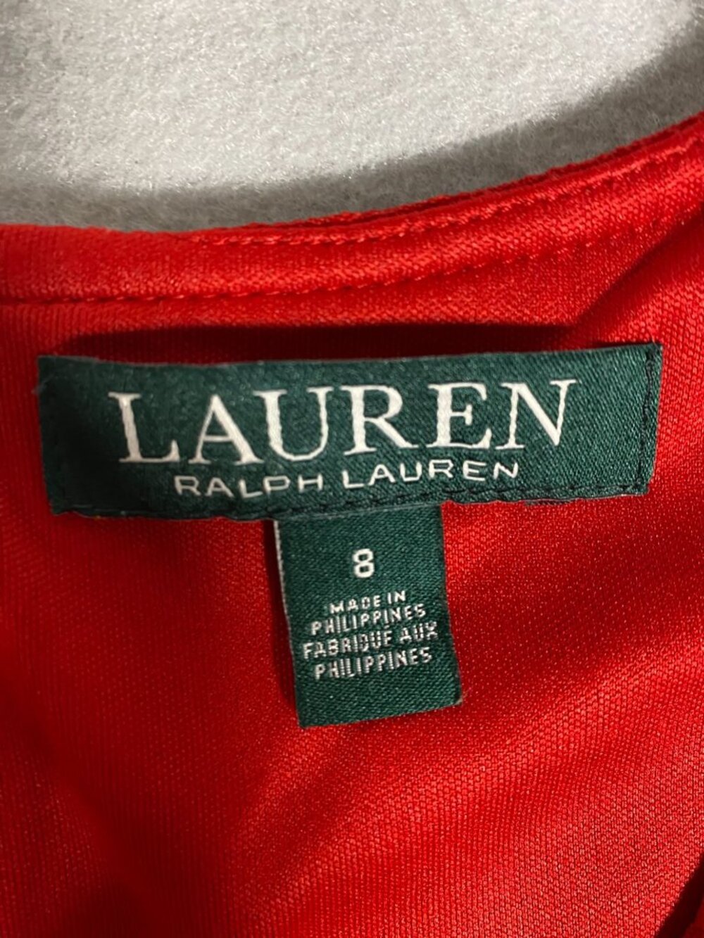 Lauren Ralph Lauren Womens Red Textured Long Sleeve A-Line Dress 8 Polyester - Picture 4 of 9